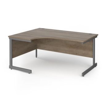 Contract 25 left hand ergonomic desk with graphite cantilever leg 1600mm - Nebraska Oak Top - CC16EL-G-NO