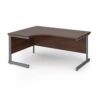Contract 25 left hand ergonomic desk with graphite cantilever leg 1600mm - Walnut top - CC16EL-G-W