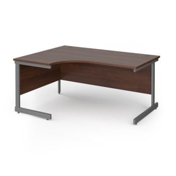 Contract 25 left hand ergonomic desk with graphite cantilever leg 1600mm - Walnut top - CC16EL-G-W