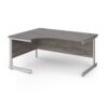 Contract 25 left hand ergonomic desk with silver cantilever leg 1600mm - Grey Oak Top - CC16EL-S-GO