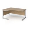 Contract 25 left hand ergonomic desk with silver cantilever leg 1600mm - Kendal Oak Top - CC16EL-S-KO