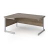 Contract 25 left hand ergonomic desk with silver cantilever leg 1600mm - Nebraska Oak Top - CC16EL-S-NO