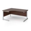 Contract 25 left hand ergonomic desk with silver cantilever leg 1600mm - Walnut top - CC16EL-S-W