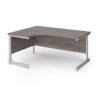 Contract 25 left hand ergonomic desk with white cantilever leg 1600mm - Grey Oak Top - CC16EL-WH-GO