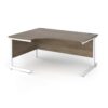 Contract 25 left hand ergonomic desk with white cantilever leg 1600mm - Nebraska Oak Top - CC16EL-WH-NO
