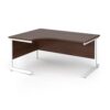 Contract 25 left hand ergonomic desk with white cantilever leg 1600mm - Walnut top - CC16EL-WH-W