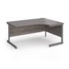 Contract 25 right hand ergonomic desk with graphite cantilever leg 1600mm - Grey Oak Top - CC16ER-G-GO