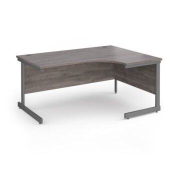 Contract 25 right hand ergonomic desk with graphite cantilever leg 1600mm - Grey Oak Top - CC16ER-G-GO