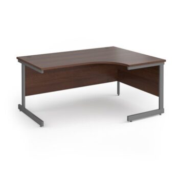 Contract 25 right hand ergonomic desk with graphite cantilever leg 1600mm - Walnut top - CC16ER-G-W