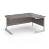 Contract 25 right hand ergonomic desk with silver cantilever leg 1600mm - Grey Oak Top - CC16ER-S-GO