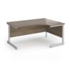 Contract 25 right hand ergonomic desk with silver cantilever leg 1600mm - Nebraska Oak Top - CC16ER-S-NO
