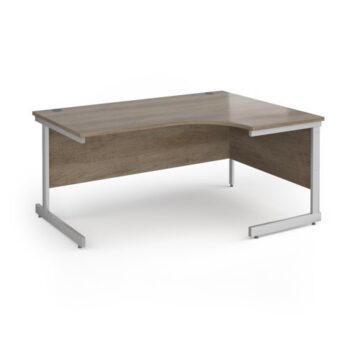 Contract 25 right hand ergonomic desk with silver cantilever leg 1600mm - Nebraska Oak Top - CC16ER-S-NO