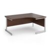 Contract 25 right hand ergonomic desk with silver cantilever leg 1600mm - Walnut top - CC16ER-S-W