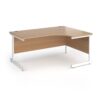 Contract 25 right hand ergonomic desk with white cantilever leg 1600mm - Beech top - CC16ER-WH-B