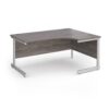 Contract 25 right hand ergonomic desk with white cantilever leg 1600mm - Grey Oak Top - CC16ER-WH-GO