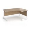 Contract 25 right hand ergonomic desk with white cantilever leg 1600mm - Kendal Oak Top - CC16ER-WH-KO