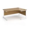Contract 25 right hand ergonomic desk with white cantilever leg 1600mm - Oak Top - CC16ER-WH-O