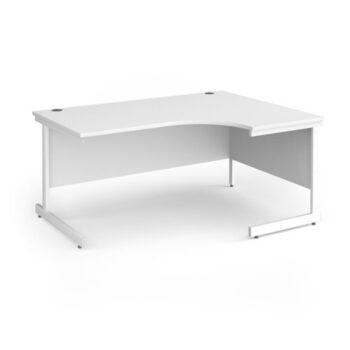 Contract 25 right hand ergonomic desk with white cantilever leg 1600mm - White Top - CC16ER-WH-WH
