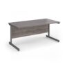Contract 25 straight desk with graphite cantilever leg 1600mm x 800mm - Grey Oak Top - CC16S-G-GO