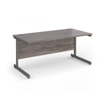 Contract 25 straight desk with graphite cantilever leg 1600mm x 800mm - Grey Oak Top - CC16S-G-GO