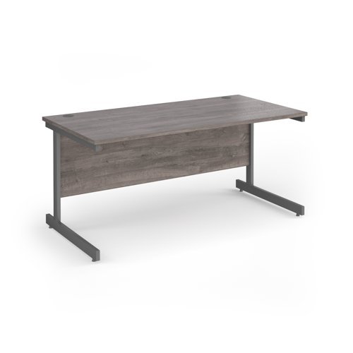 Contract 25 straight desk with graphite cantilever leg 1600mm x 800mm - Grey Oak Top - CC16S-G-GO