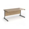 Contract 25 straight desk with graphite cantilever leg 1600mm x 800mm - Kendal Oak Top - CC16S-G-KO
