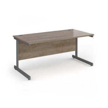 Contract 25 straight desk with graphite cantilever leg 1600mm x 800mm - Nebraska Oak Top - CC16S-G-NO