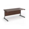 Contract 25 straight desk with graphite cantilever leg 1600mm x 800mm - Walnut top - CC16S-G-W