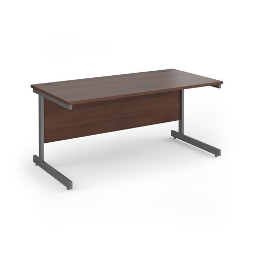 Contract 25 straight desk with graphite cantilever leg 1600mm x 800mm - Walnut top - CC16S-G-W