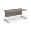Contract 25 straight desk with silver cantilever leg 1600mm x 800mm - Grey Oak Top - CC16S-S-GO