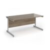 Contract 25 straight desk with silver cantilever leg 1600mm x 800mm - Nebraska Oak Top - CC16S-S-NO