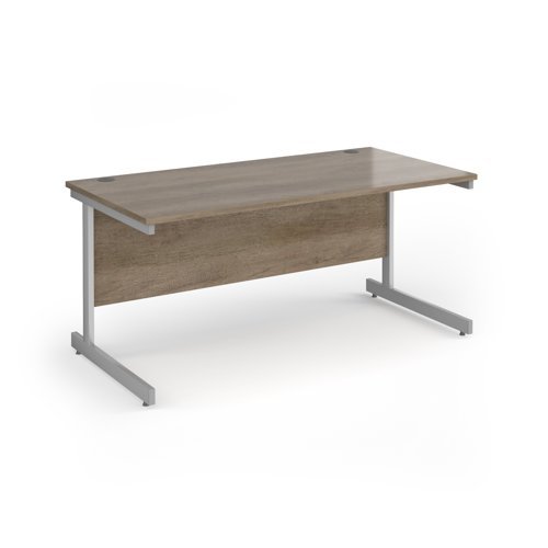 Contract 25 straight desk with silver cantilever leg 1600mm x 800mm - Nebraska Oak Top - CC16S-S-NO
