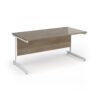 Contract 25 straight desk with white cantilever leg 1600mm x 800mm - Nebraska Oak Top - CC16S-WH-NO