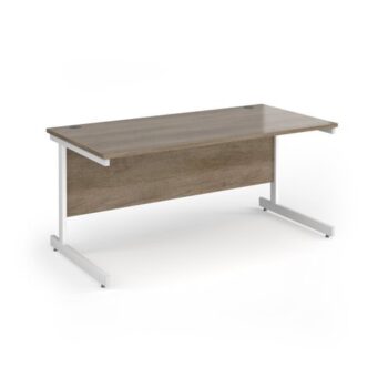 Contract 25 straight desk with white cantilever leg 1600mm x 800mm - Nebraska Oak Top - CC16S-WH-NO