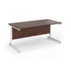 Contract 25 straight desk with white cantilever leg 1600mm x 800mm - Walnut top - CC16S-WH-W