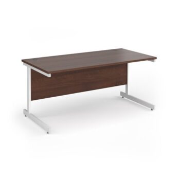 Contract 25 straight desk with white cantilever leg 1600mm x 800mm - Walnut top - CC16S-WH-W