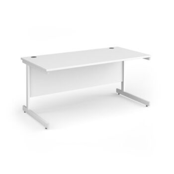Contract 25 straight desk with white cantilever leg 1600mm x 800mm - White Top - CC16S-WH-WH