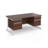 Contract 25 straight desk with 2 and 2 drawer pedestals and white cantilever leg 1600mm x 800mm - Walnut top - CC16S22-WH-W