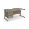 Contract 25 straight desk with 3 drawer pedestal and silver cantilever leg 1600mm x 800mm - Nebraska Oak Top - CC16S3-S-NO