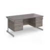 Contract 25 straight desk with 3 and 3 drawer pedestals and silver cantilever leg 1600mm x 800mm - Grey Oak Top - CC16S33-S-GO