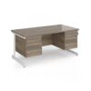 Contract 25 straight desk with 3 and 3 drawer pedestals and white cantilever leg 1600mm x 800mm - Nebraska Oak Top - CC16S33-WH-NO