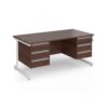 Contract 25 straight desk with 3 and 3 drawer pedestals and white cantilever leg 1600mm x 800mm - Walnut top - CC16S33-WH-W