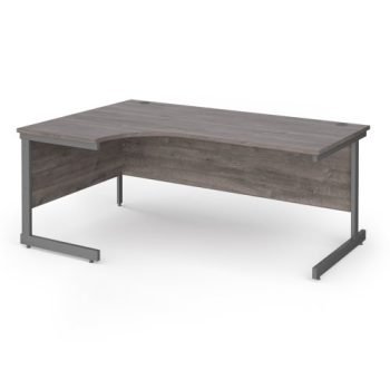 Contract 25 left hand ergonomic desk with graphite cantilever leg 1800mm - Grey Oak Top - CC18EL-G-GO