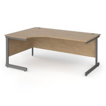 Contract 25 left hand ergonomic desk with graphite cantilever leg 1800mm - Kendal Oak Top - CC18EL-G-KO