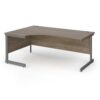 Contract 25 left hand ergonomic desk with graphite cantilever leg 1800mm - Nebraska Oak Top - CC18EL-G-NO