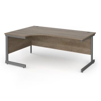 Contract 25 left hand ergonomic desk with graphite cantilever leg 1800mm - Nebraska Oak Top - CC18EL-G-NO
