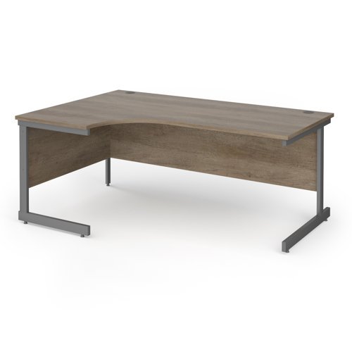 Contract 25 left hand ergonomic desk with graphite cantilever leg 1800mm - Nebraska Oak Top - CC18EL-G-NO