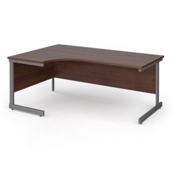 Contract 25 left hand ergonomic desk with graphite cantilever leg 1800mm - Walnut top - CC18EL-G-W