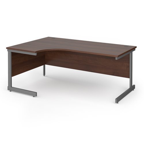Contract 25 left hand ergonomic desk with graphite cantilever leg 1800mm - Walnut top - CC18EL-G-W