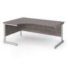 Contract 25 left hand ergonomic desk with silver cantilever leg 1800mm - Grey Oak Top - CC18EL-S-GO